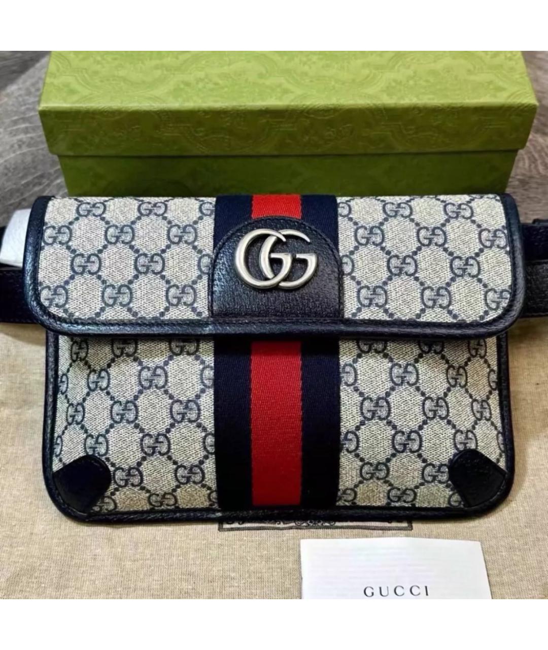 GUCCI Темно-синяя кожаная сумка на плечо, фото 2