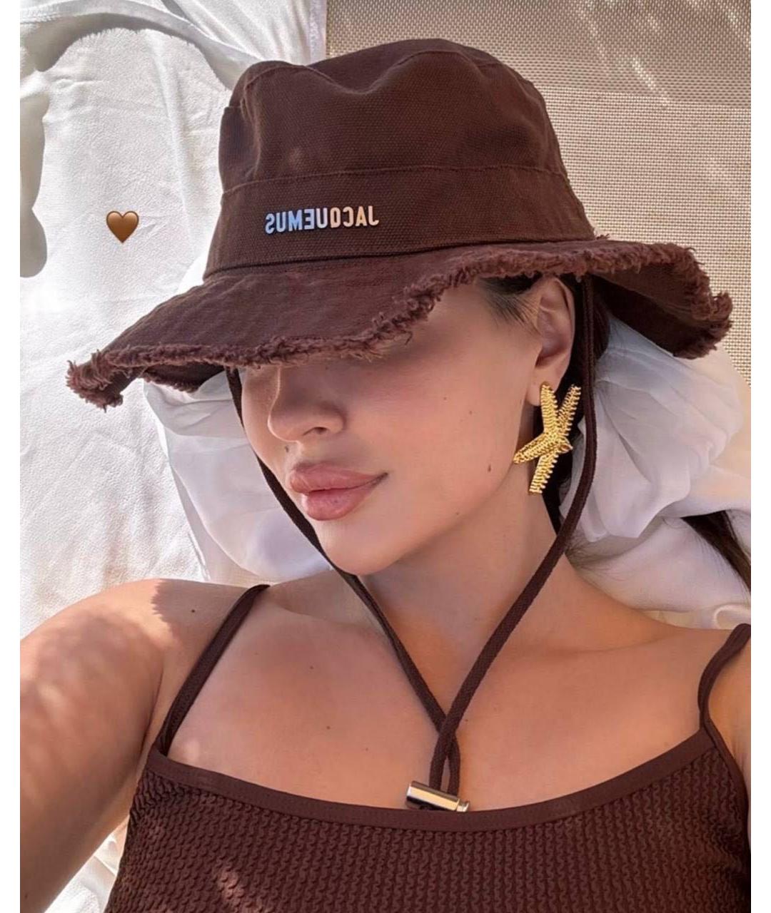 JACQUEMUS Коричневая хлопковая панама, фото 5
