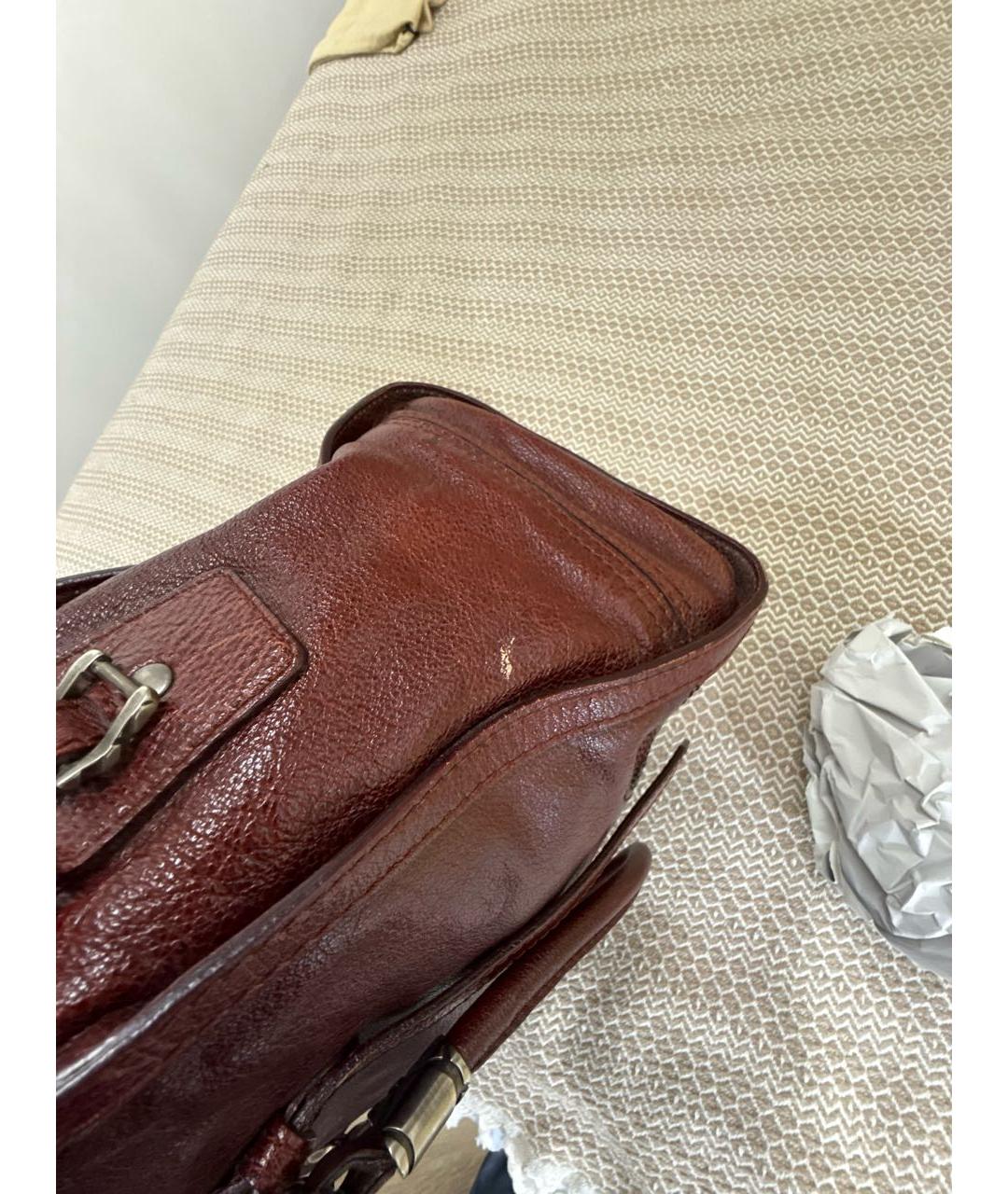 BURBERRY Бордовая кожаная сумка с короткими ручками, фото 5