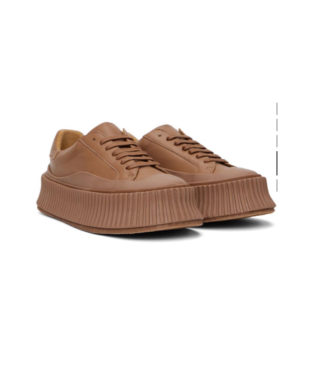 JIL SANDER Коричневые кожаные кеды, фото 2