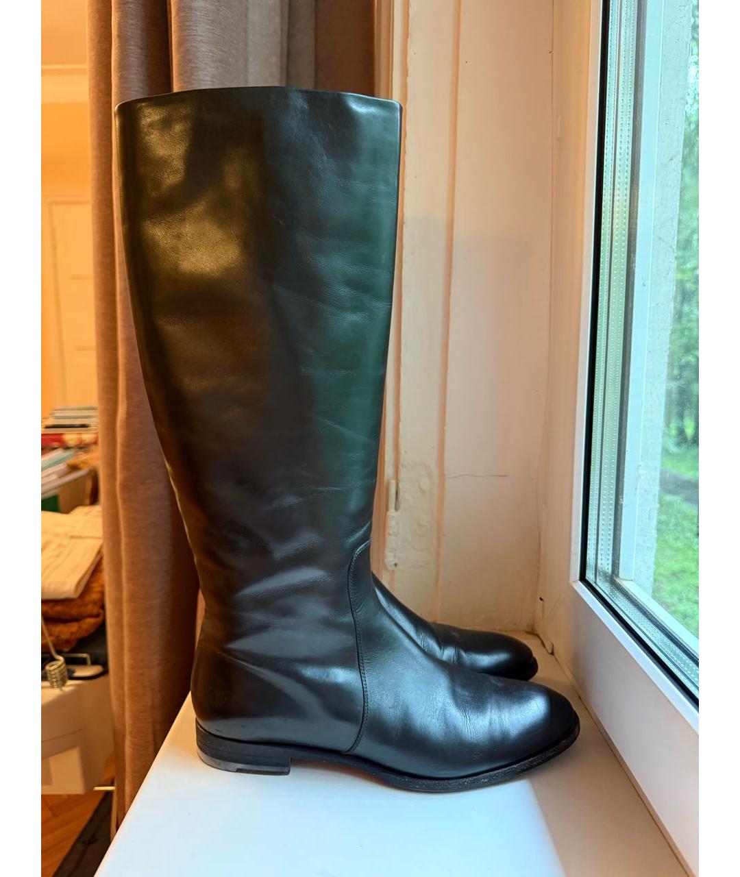 SANTONI Черные кожаные сапоги, фото 4