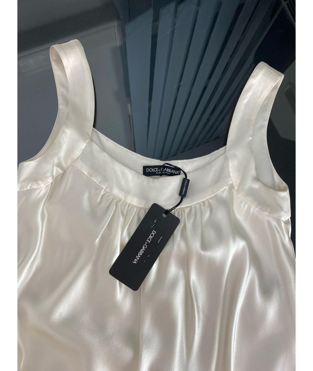 DOLCE&GABBANA Белое шелковое коктейльное платье, фото 3