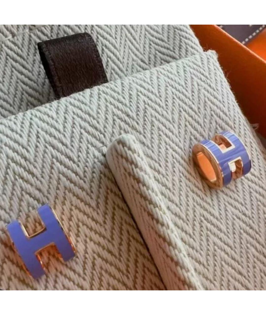 HERMES Фиолетовые металлические серьги, фото 2