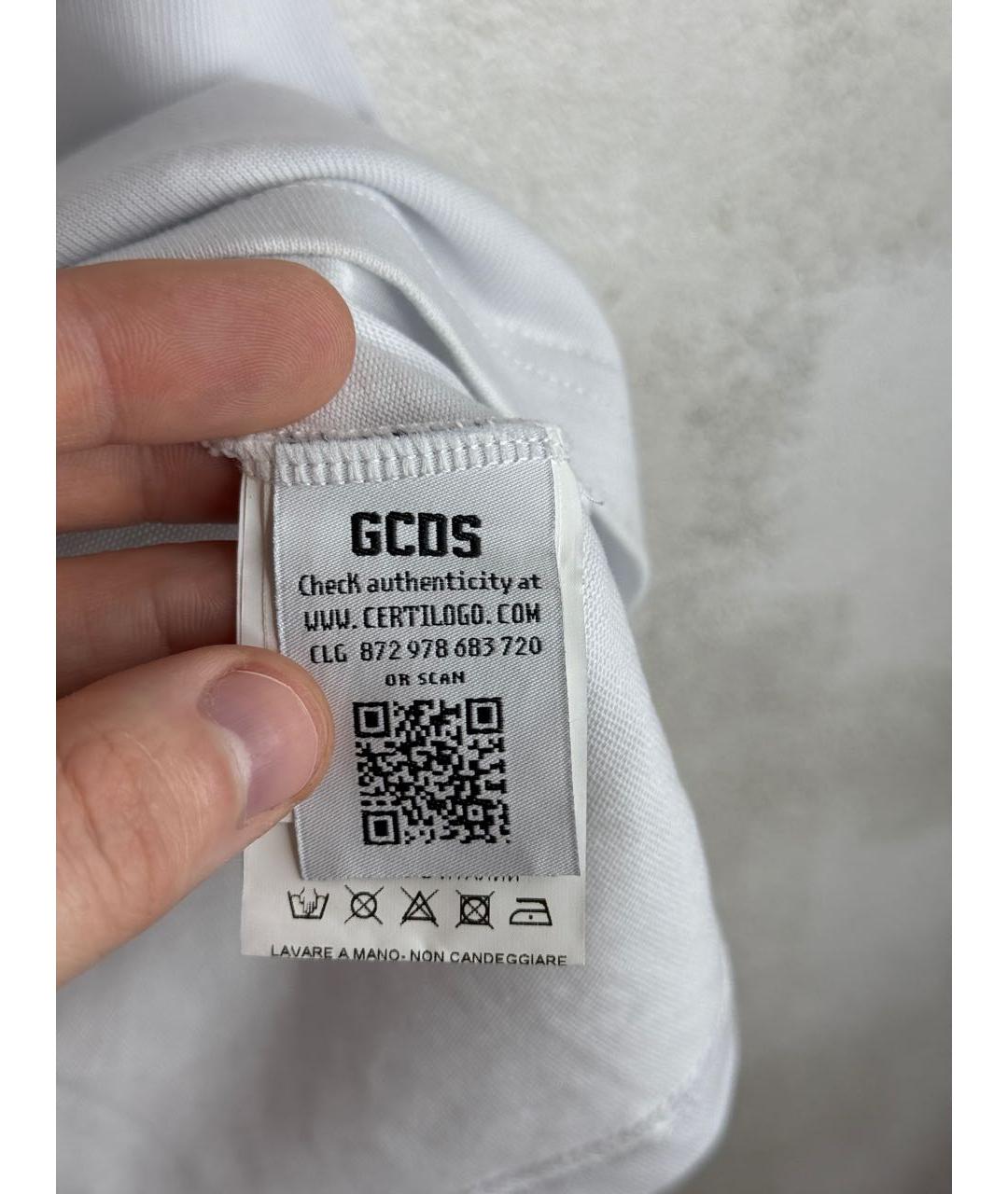 GCDS Белая хлопковая футболка, фото 5