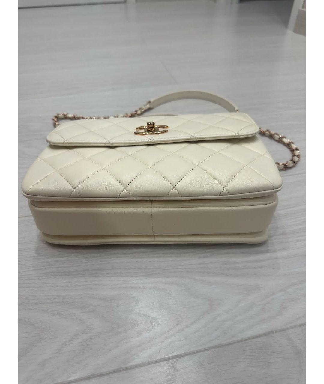 CHANEL Бежевая кожаная сумка через плечо, фото 6