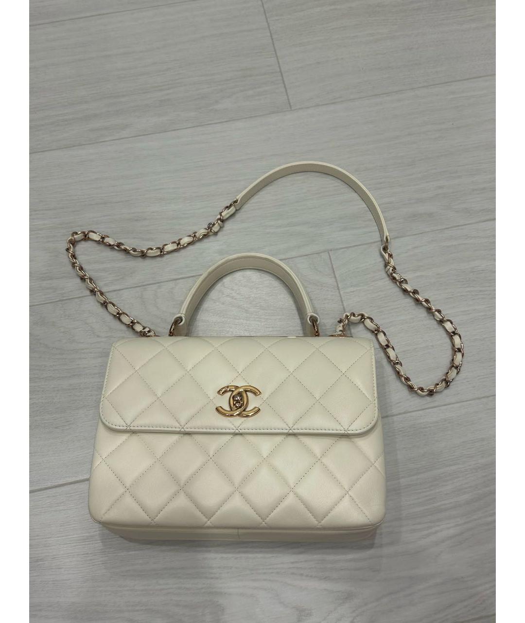 CHANEL Бежевая кожаная сумка через плечо, фото 9