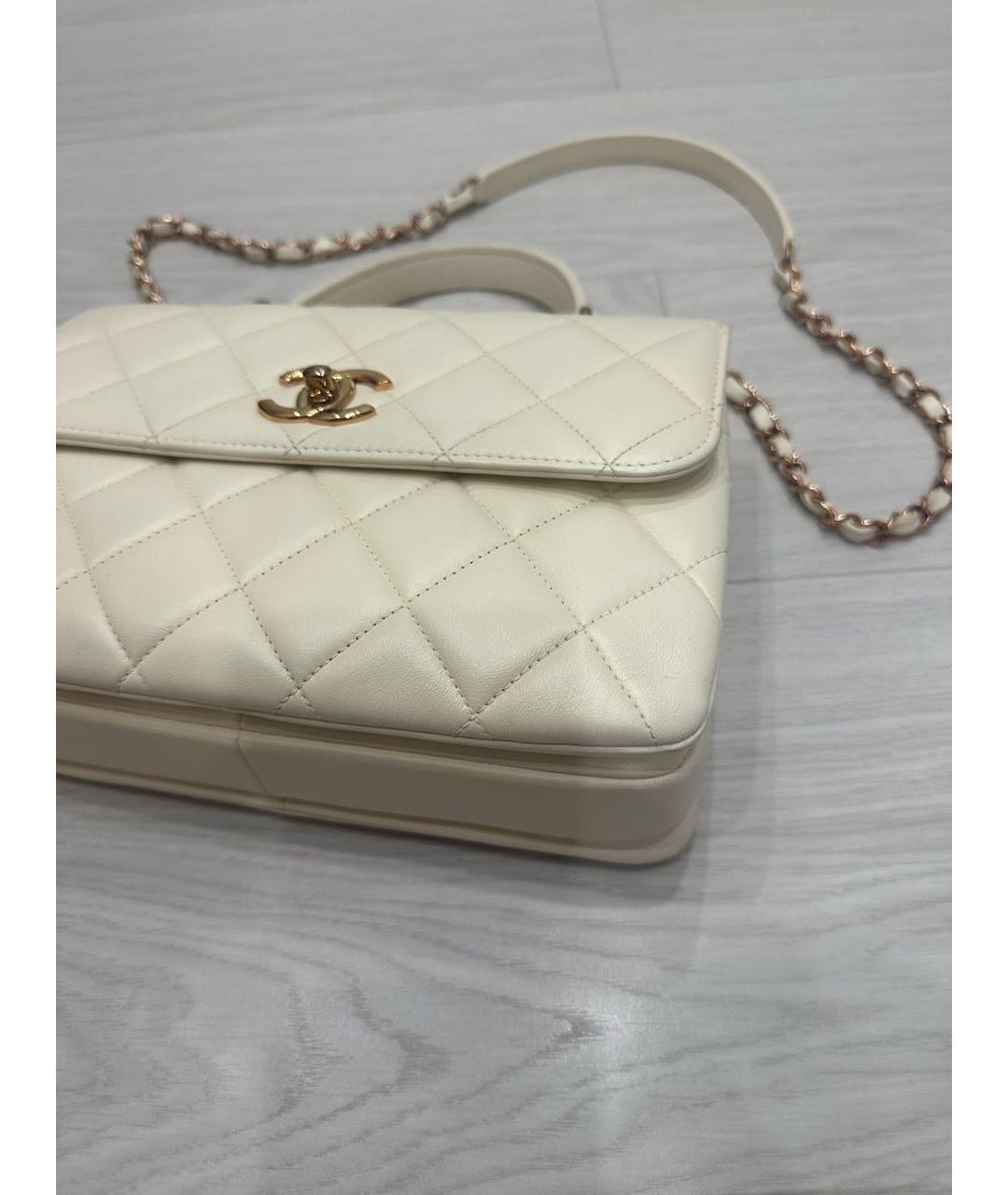 CHANEL Бежевая кожаная сумка через плечо, фото 7