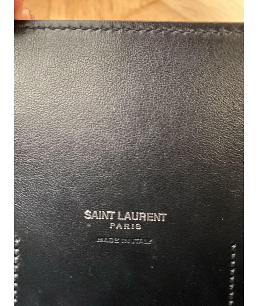 SAINT LAURENT Черная кожаная сумка тоут, фото 5