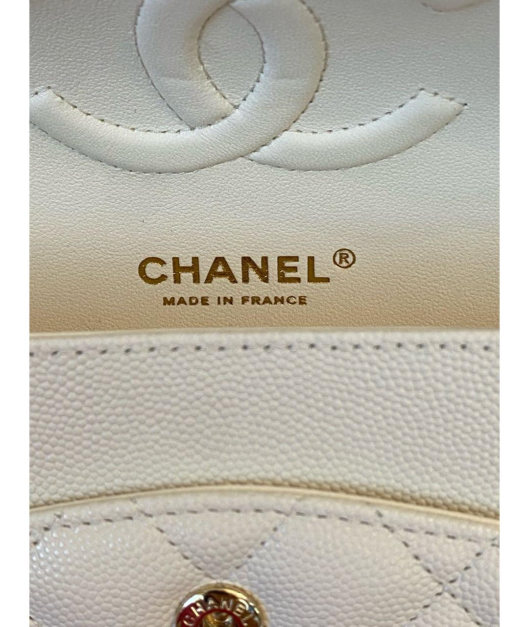 CHANEL Белая кожаная сумка через плечо, фото 5