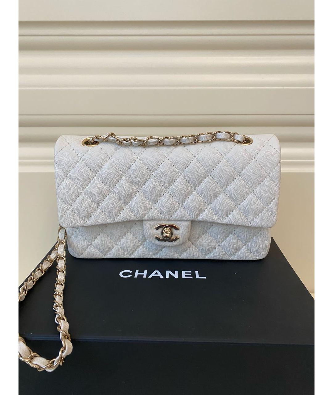 CHANEL Белая кожаная сумка через плечо, фото 8