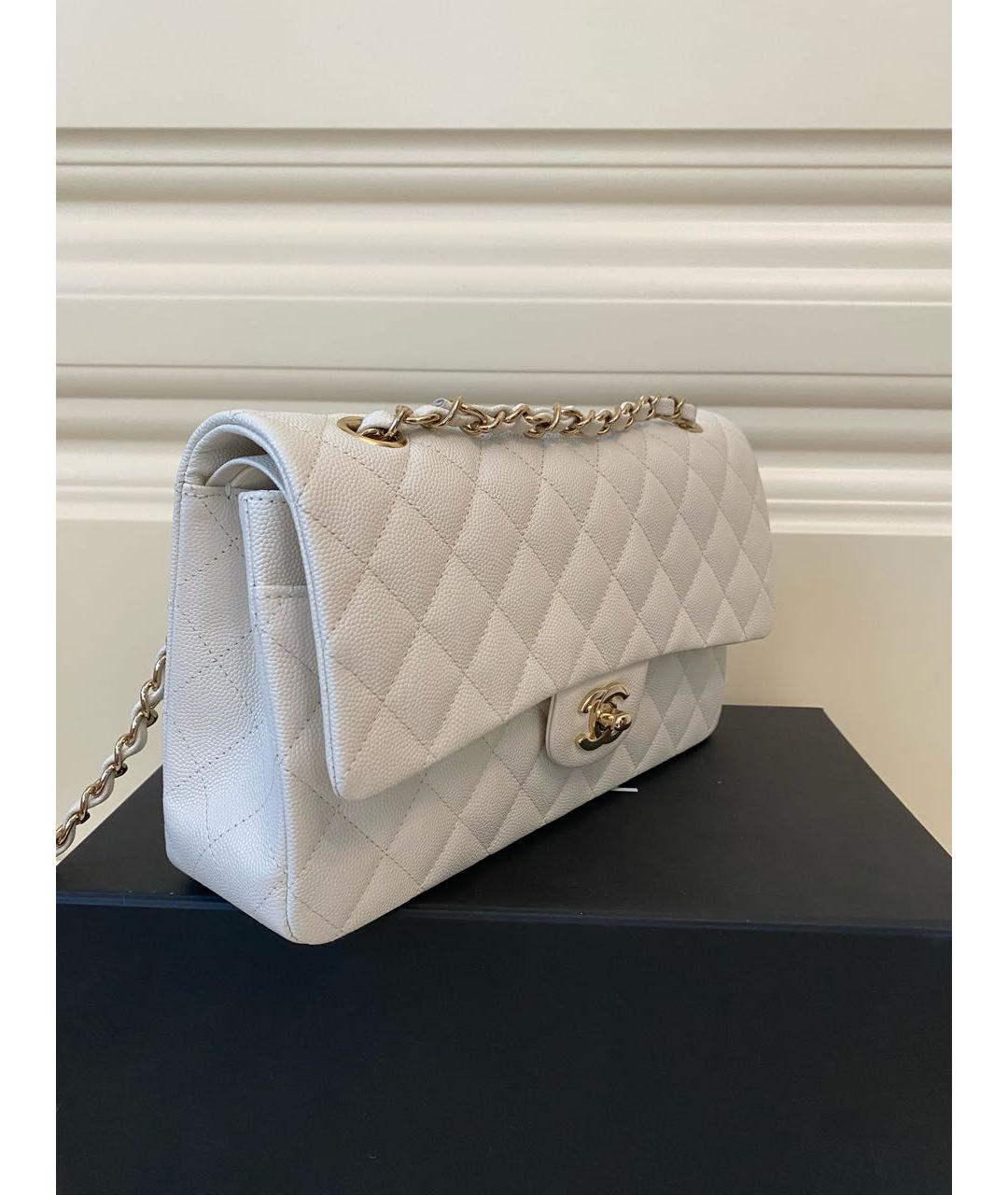 CHANEL Белая кожаная сумка через плечо, фото 6
