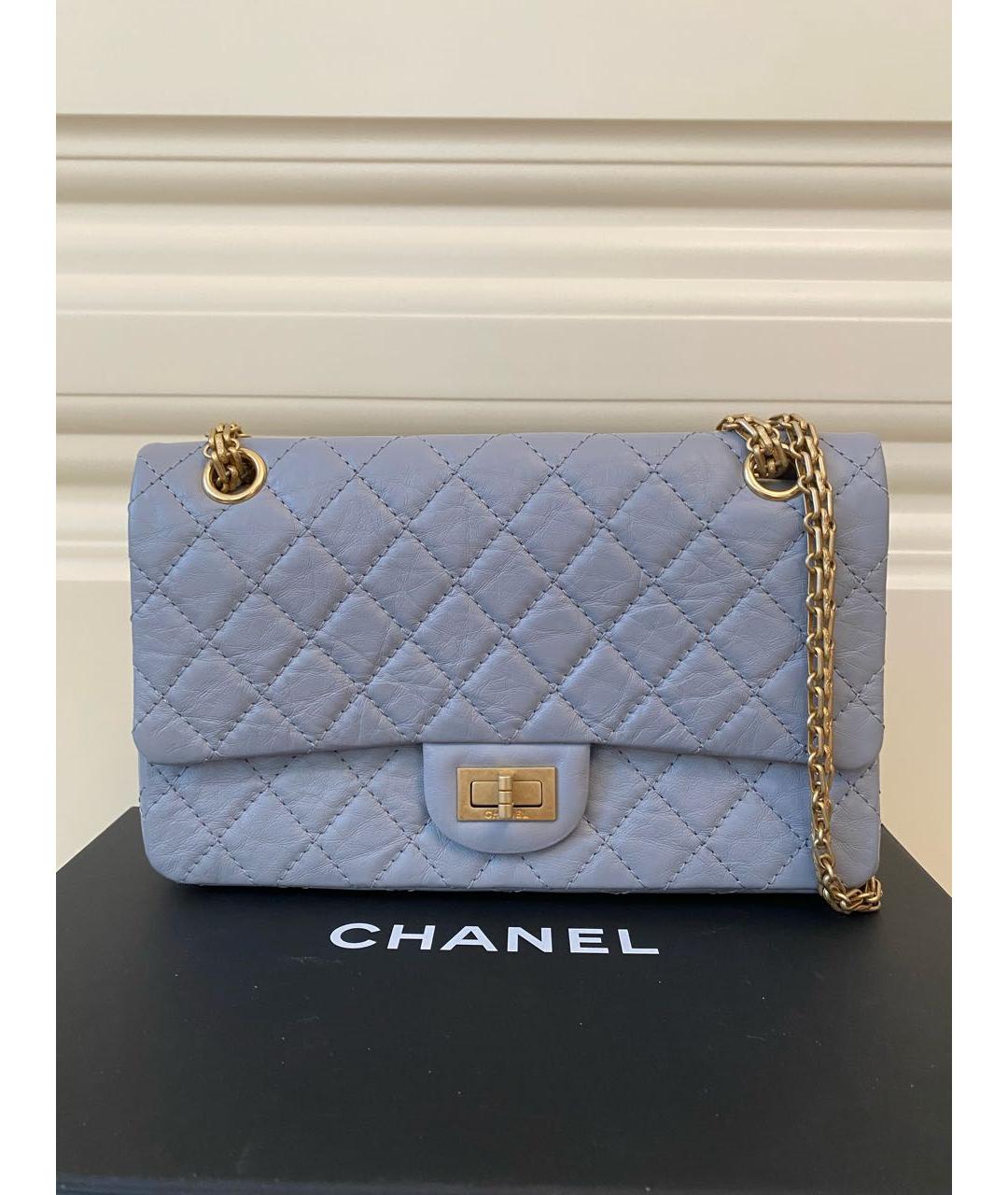 CHANEL Голубая кожаная сумка через плечо, фото 9