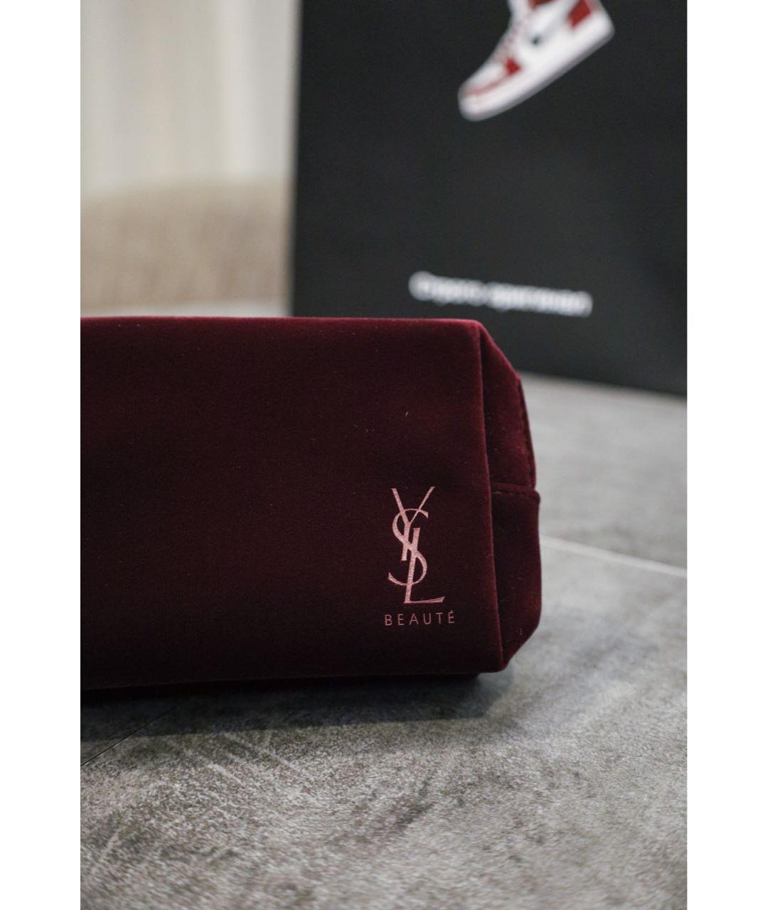 YVES SAINT LAURENT BEAUTY Бордовая бархатная косметичка, фото 6