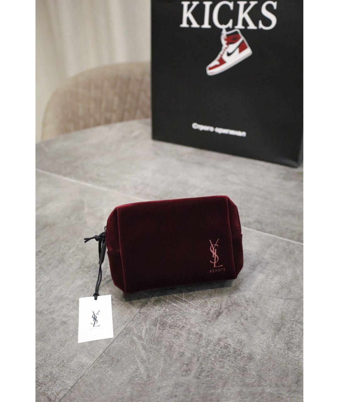 YVES SAINT LAURENT BEAUTY Бордовая бархатная косметичка, фото 2