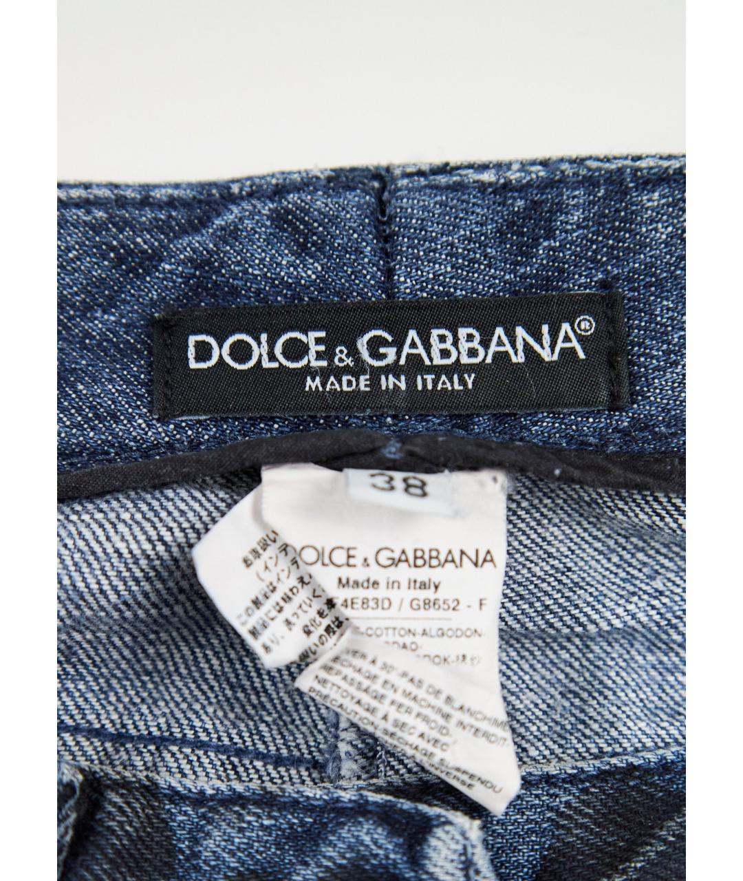 DOLCE&GABBANA Синяя хлопковая юбка мини, фото 4