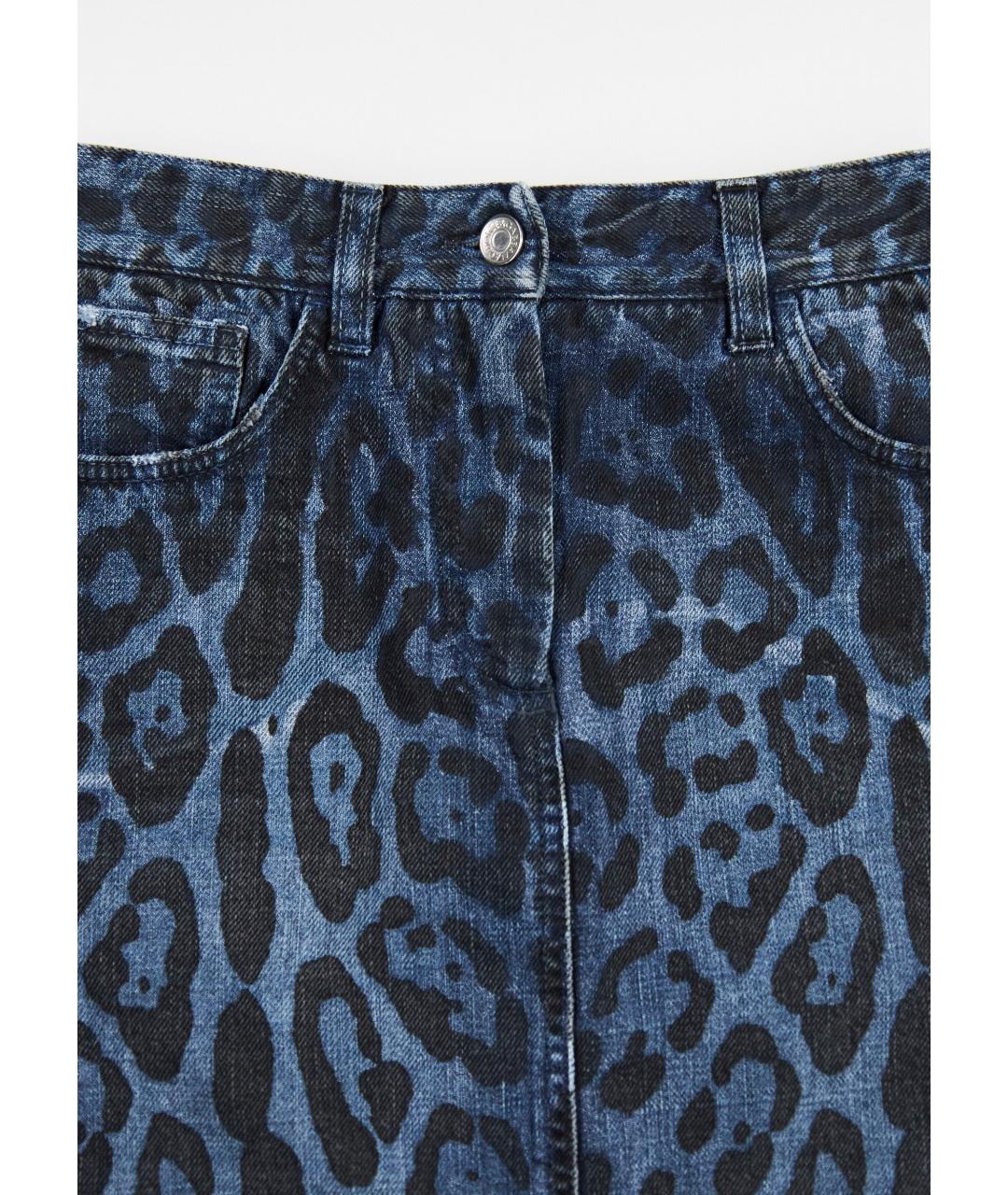 DOLCE&GABBANA Синяя хлопковая юбка мини, фото 3