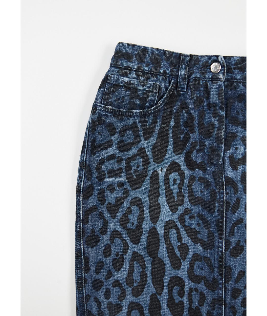 DOLCE&GABBANA Синяя хлопковая юбка мини, фото 2