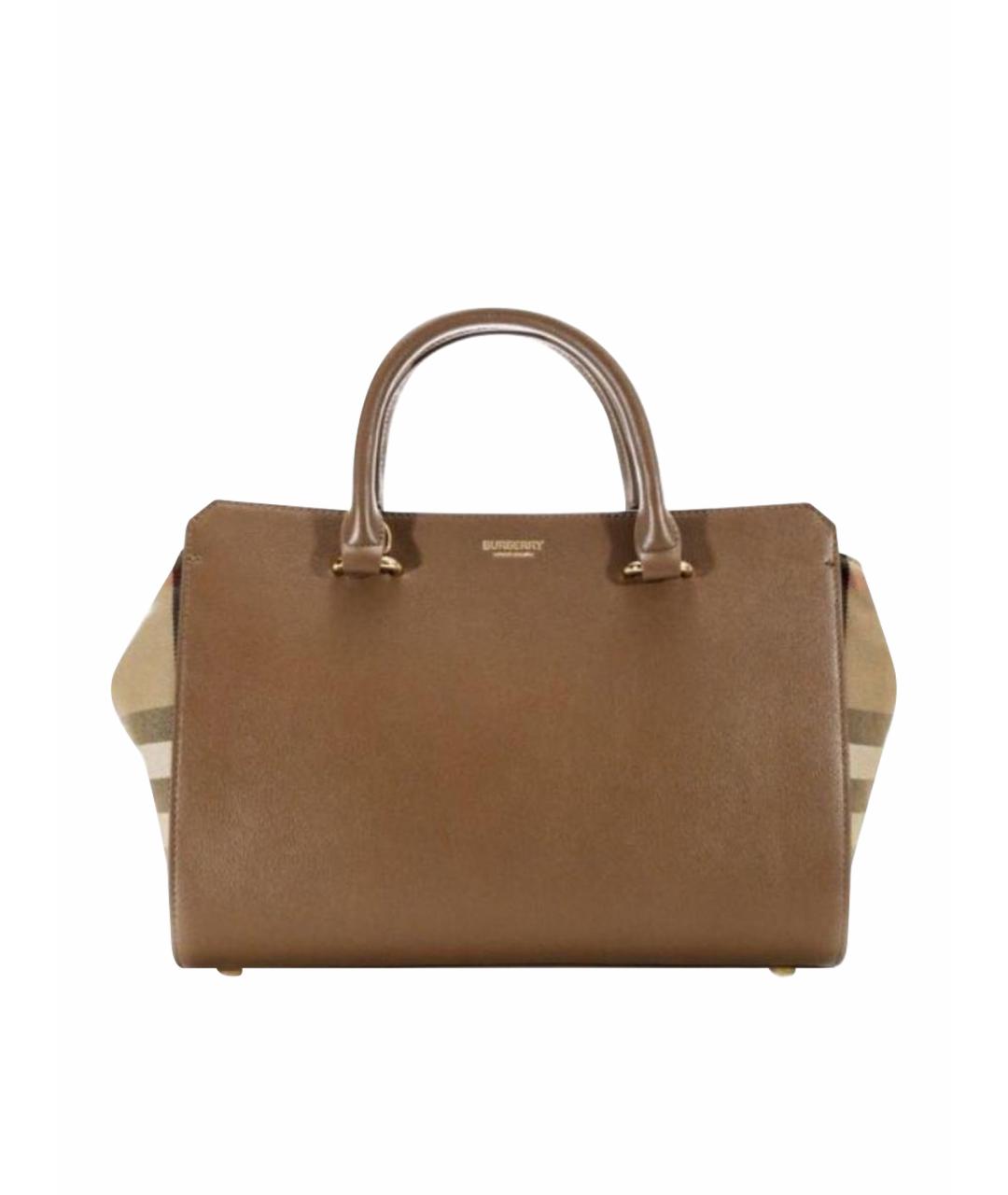BURBERRY Коричневая кожаная сумка с короткими ручками, фото 1