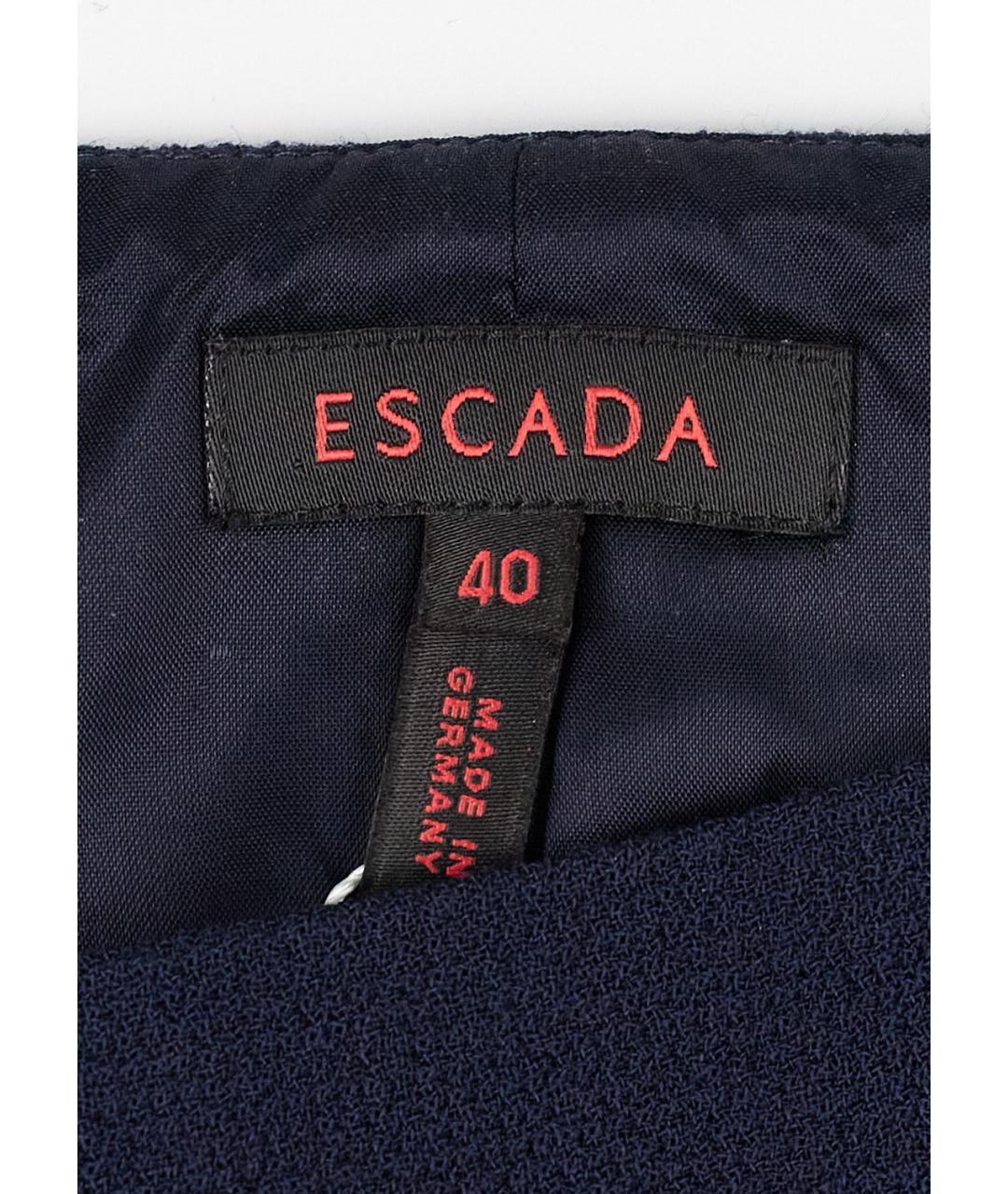 ESCADA Темно-синяя шерстяная юбка миди, фото 4