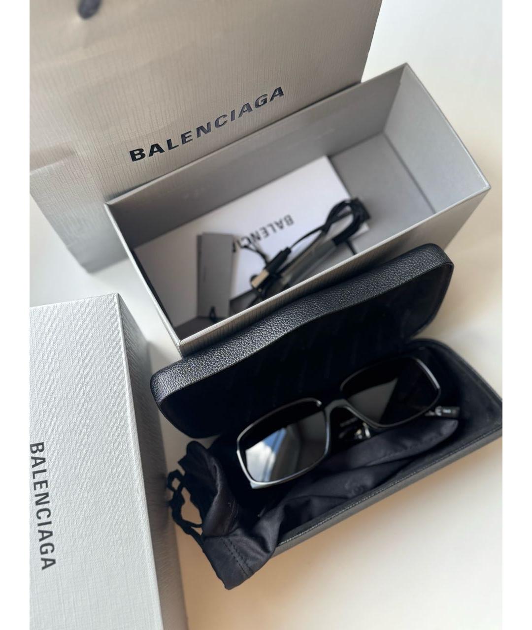 BALENCIAGA Черные пластиковые солнцезащитные очки, фото 3