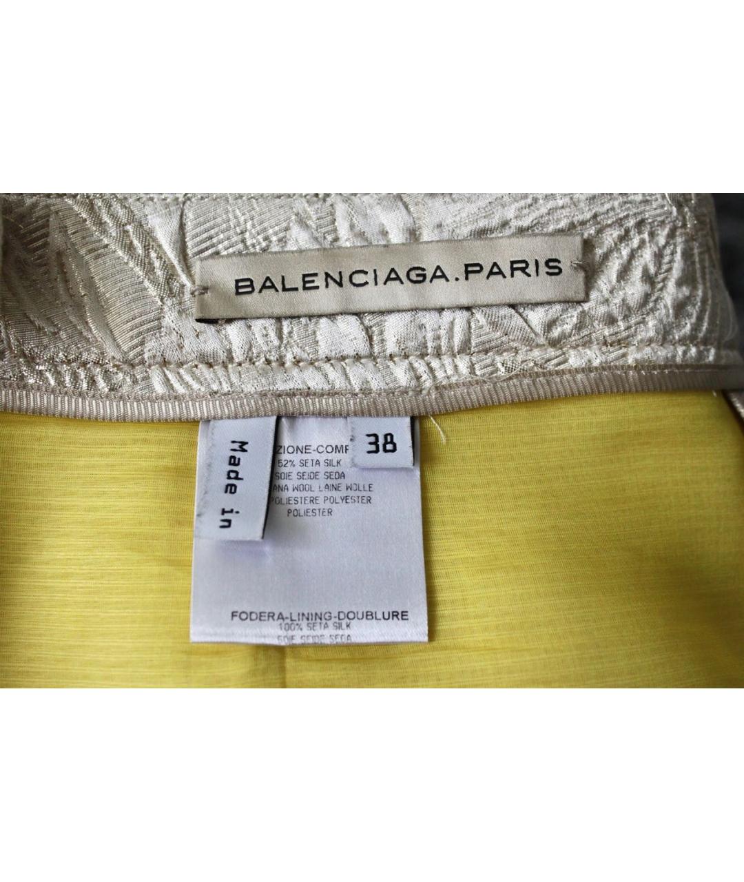 BALENCIAGA Золотая шелковая юбка мини, фото 4