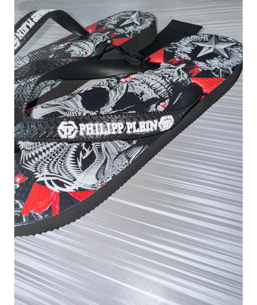 PHILIPP PLEIN Черные шлепанцы, фото 4