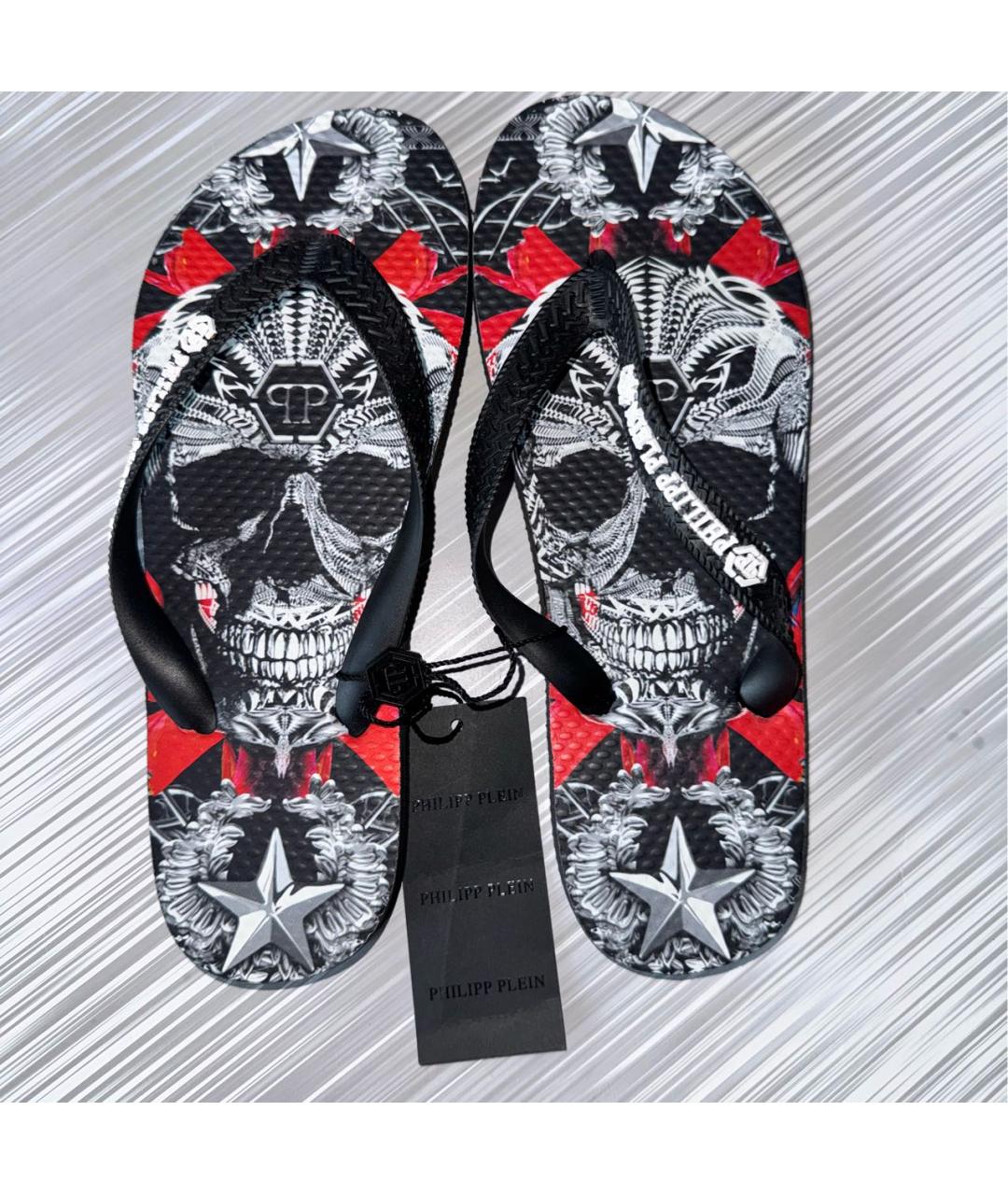PHILIPP PLEIN Черные шлепанцы, фото 7