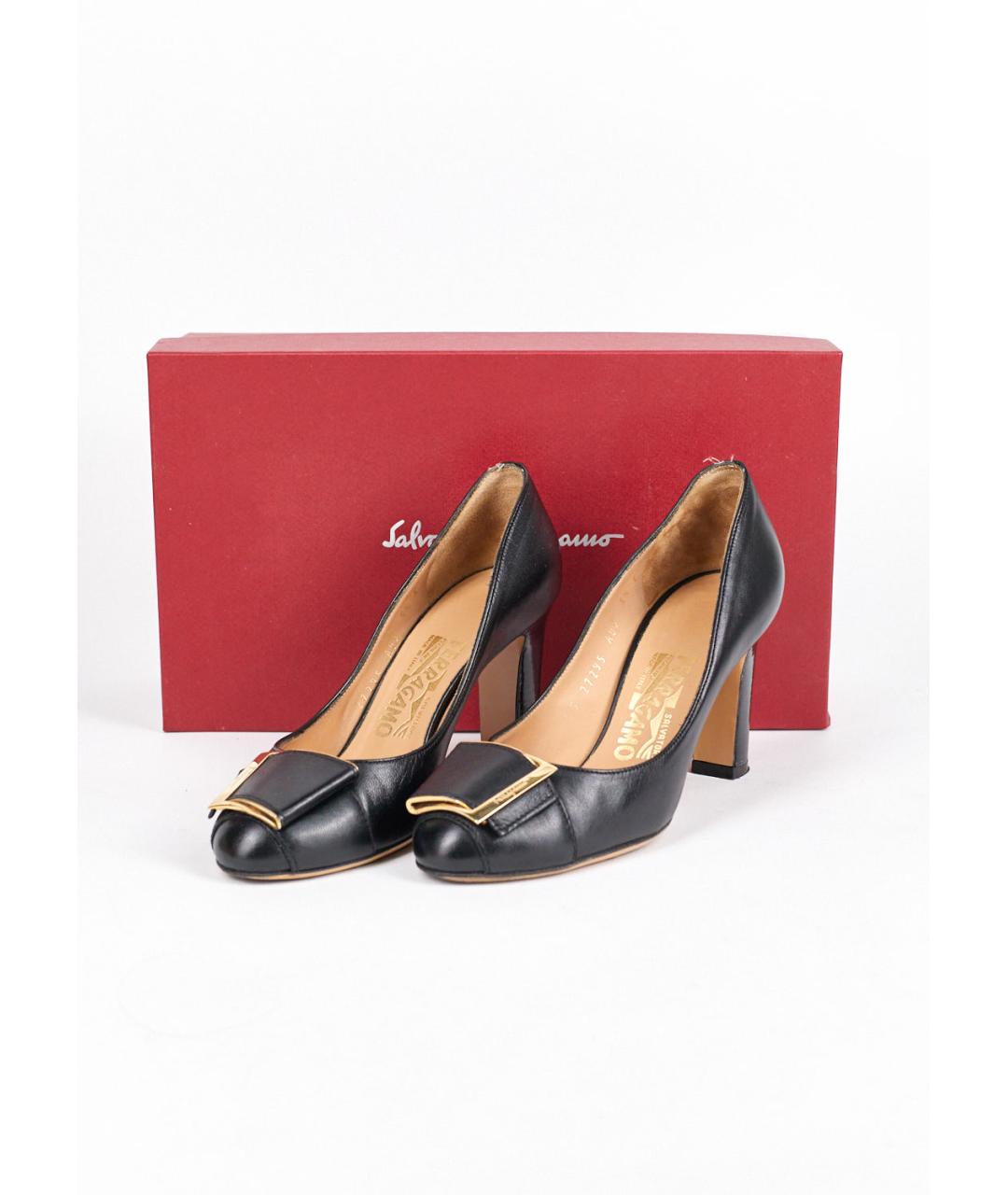 FERRAGAMO Черные кожаные туфли, фото 6