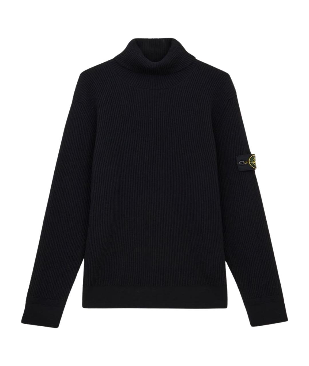 STONE ISLAND Черная шерстяная водолазка, фото 1