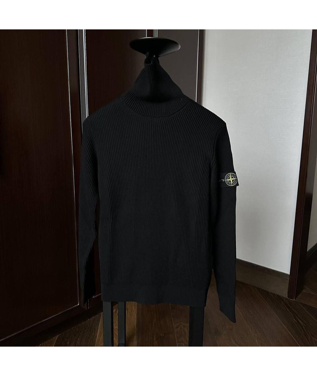 STONE ISLAND Черная шерстяная водолазка, фото 5