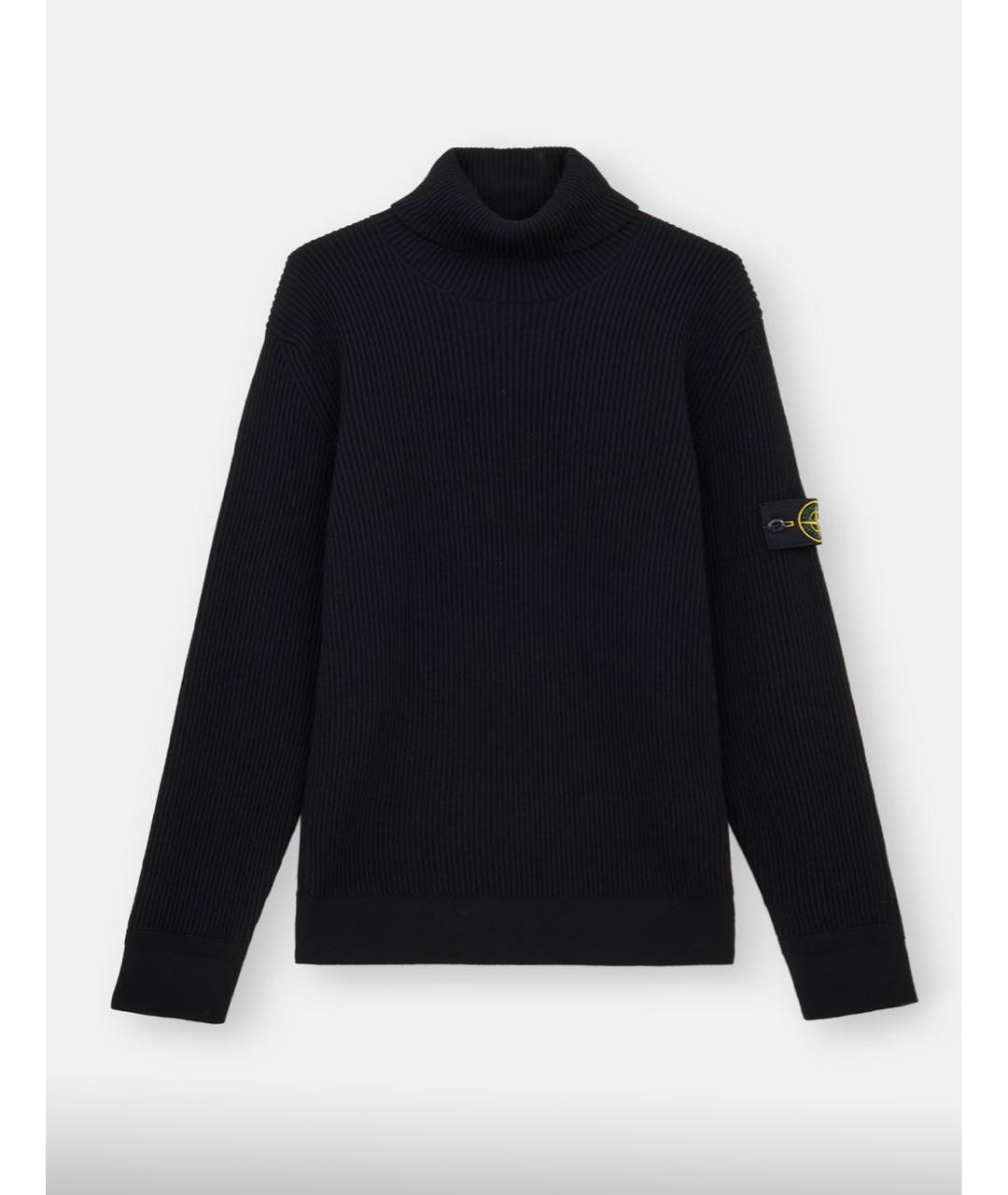 STONE ISLAND Черная шерстяная водолазка, фото 6