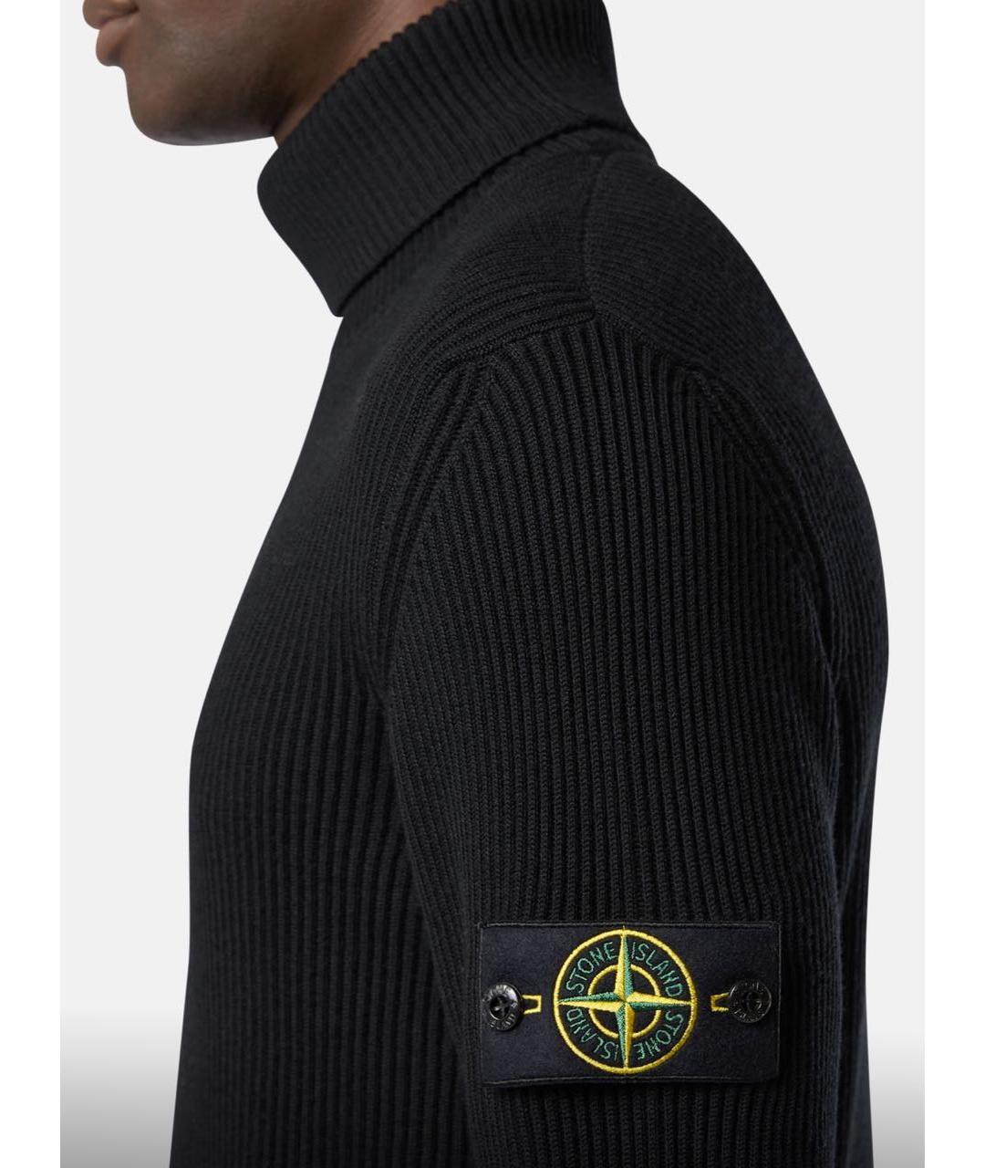 STONE ISLAND Черная шерстяная водолазка, фото 4