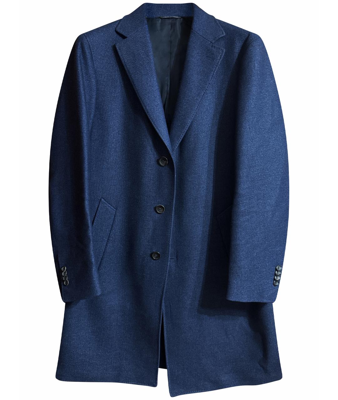 CANALI Синее шерстяное пальто, фото 1