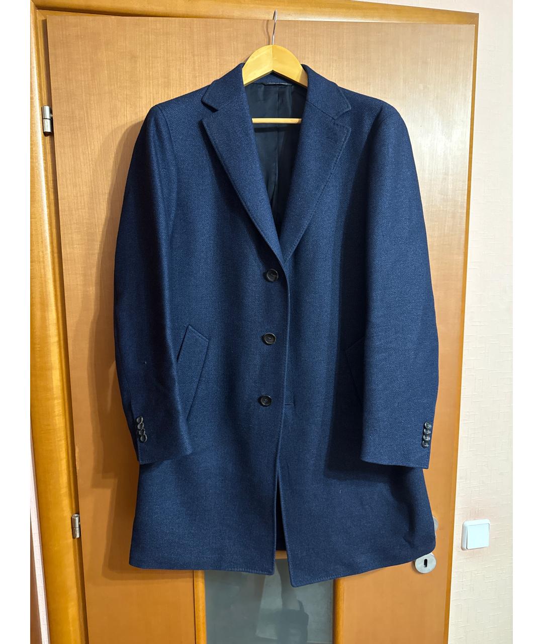 CANALI Синее шерстяное пальто, фото 5