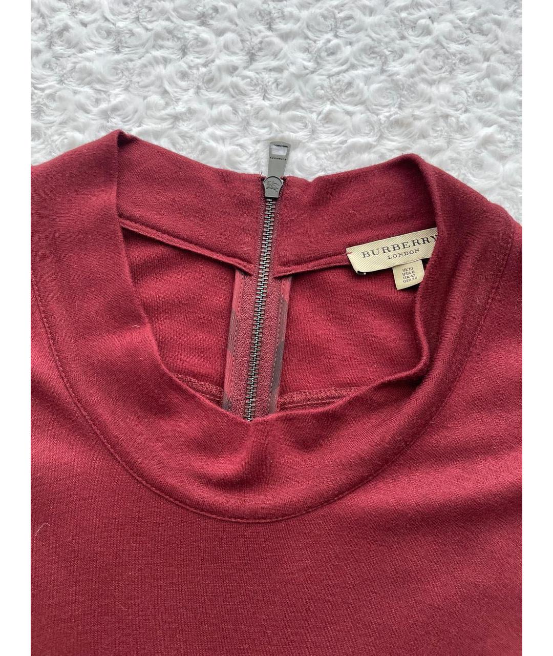 BURBERRY Бордовое шерстяное повседневное платье, фото 8