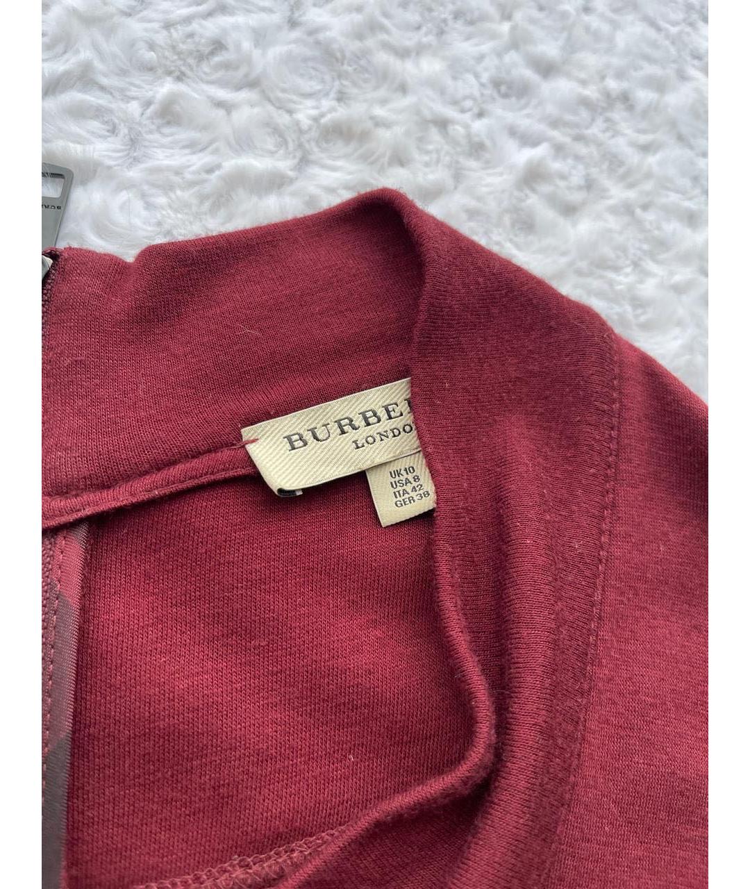 BURBERRY Бордовое шерстяное повседневное платье, фото 4