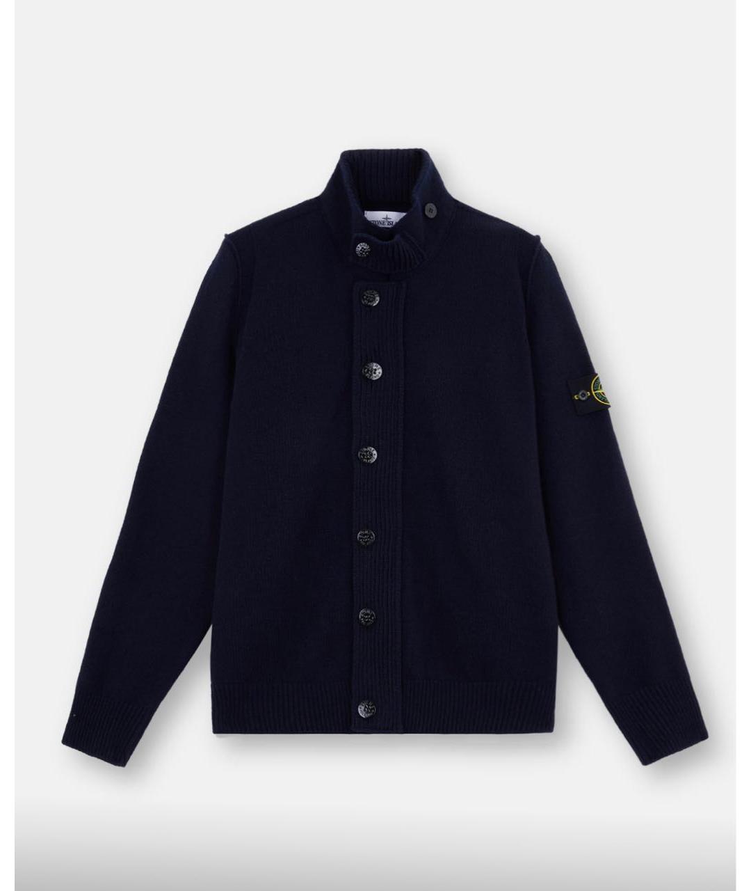 STONE ISLAND Темно-синий шерстяной кардиган, фото 6