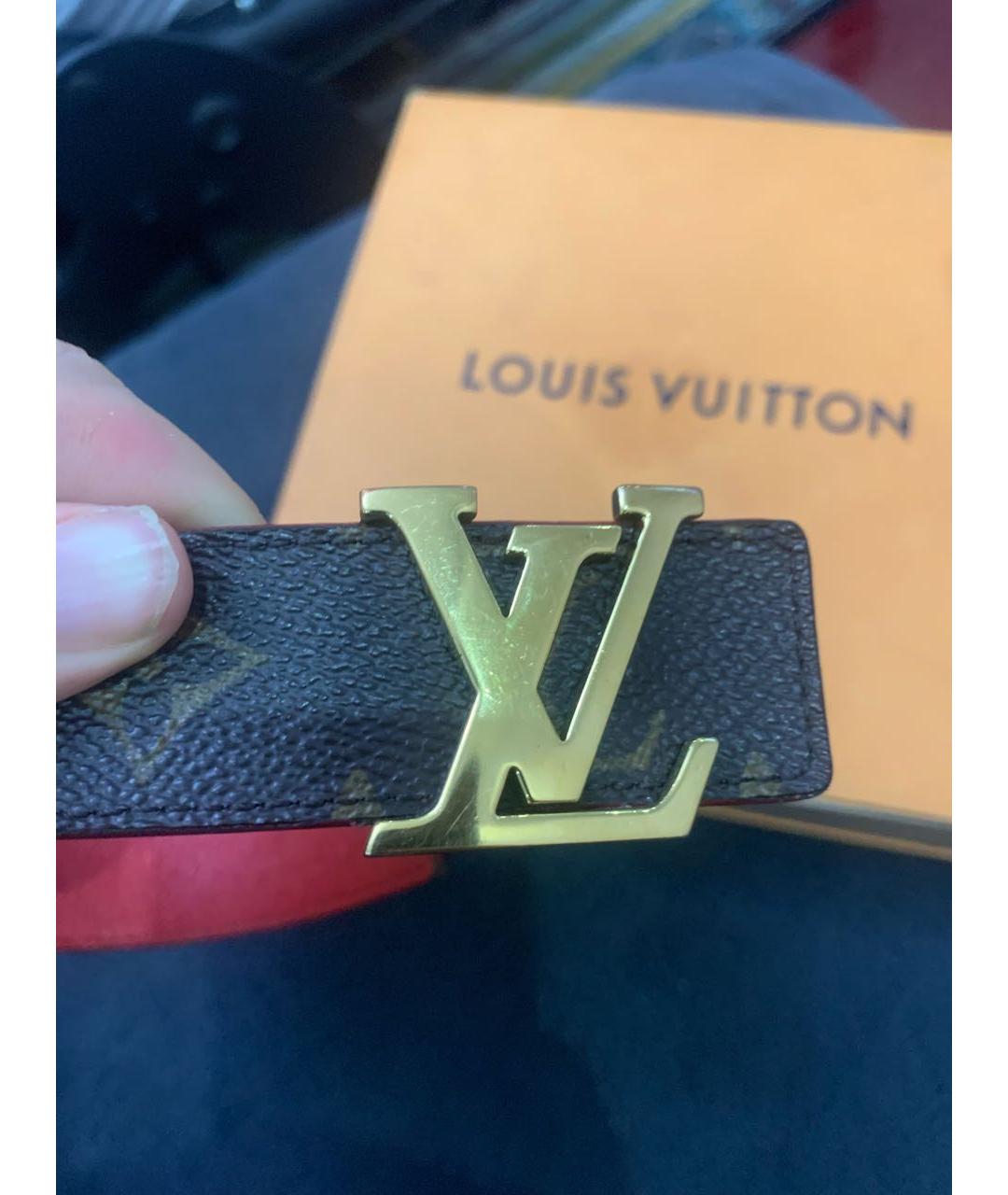 LOUIS VUITTON Бордовый кожаный ремень, фото 2