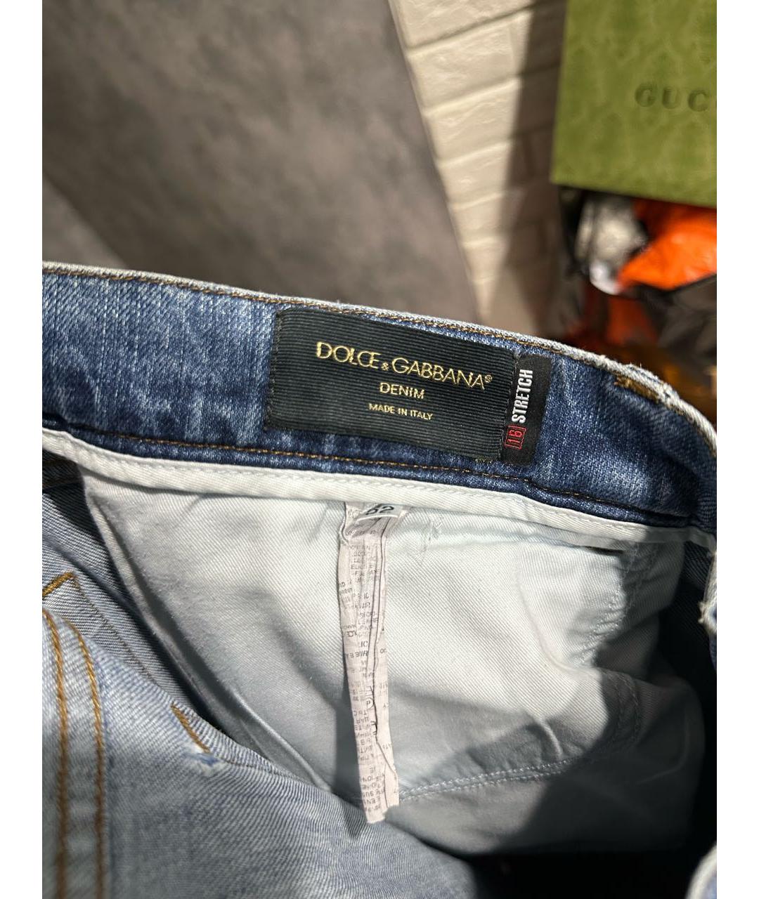 DOLCE&GABBANA Голубые хлопковые прямые джинсы, фото 7