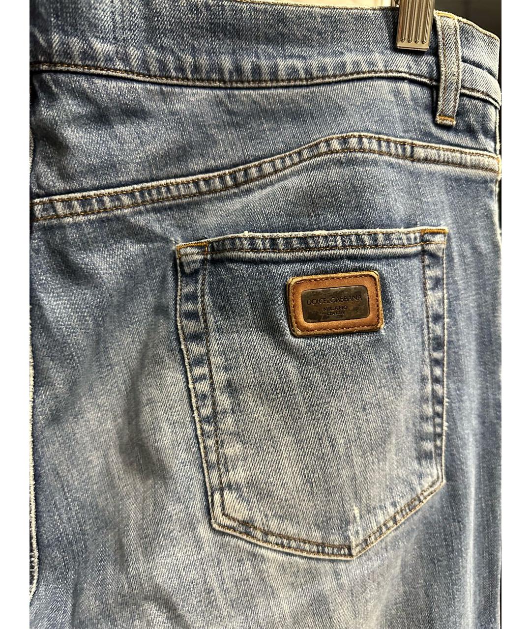DOLCE&GABBANA Голубые хлопковые прямые джинсы, фото 5