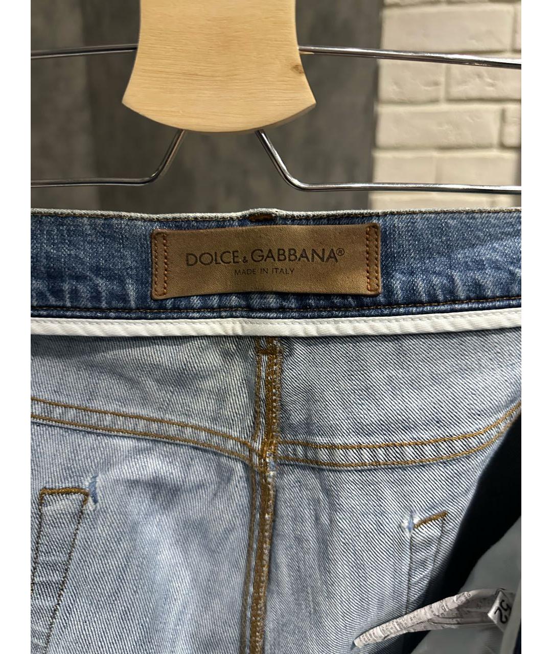 DOLCE&GABBANA Голубые хлопковые прямые джинсы, фото 6