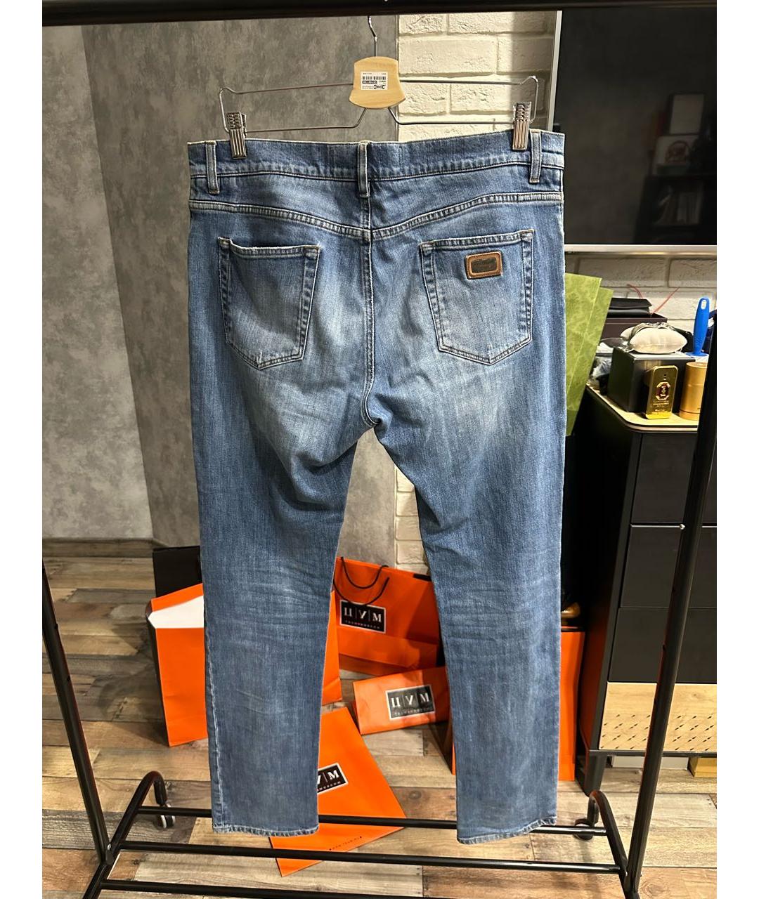 DOLCE&GABBANA Голубые хлопковые прямые джинсы, фото 2