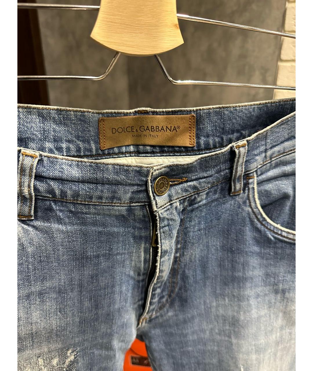 DOLCE&GABBANA Голубые хлопковые прямые джинсы, фото 3