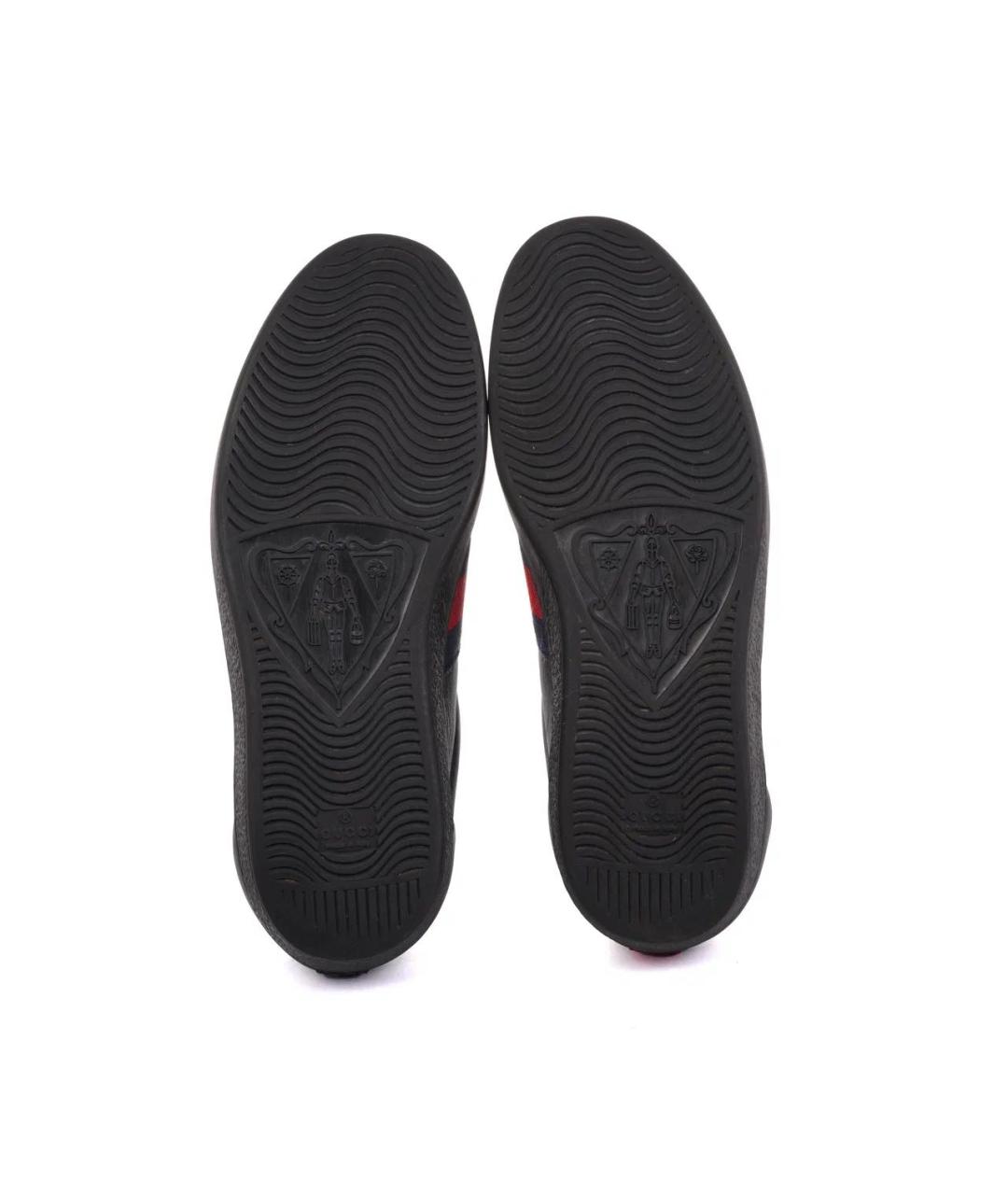 GUCCI Черные кожаные низкие кроссовки / кеды, фото 5