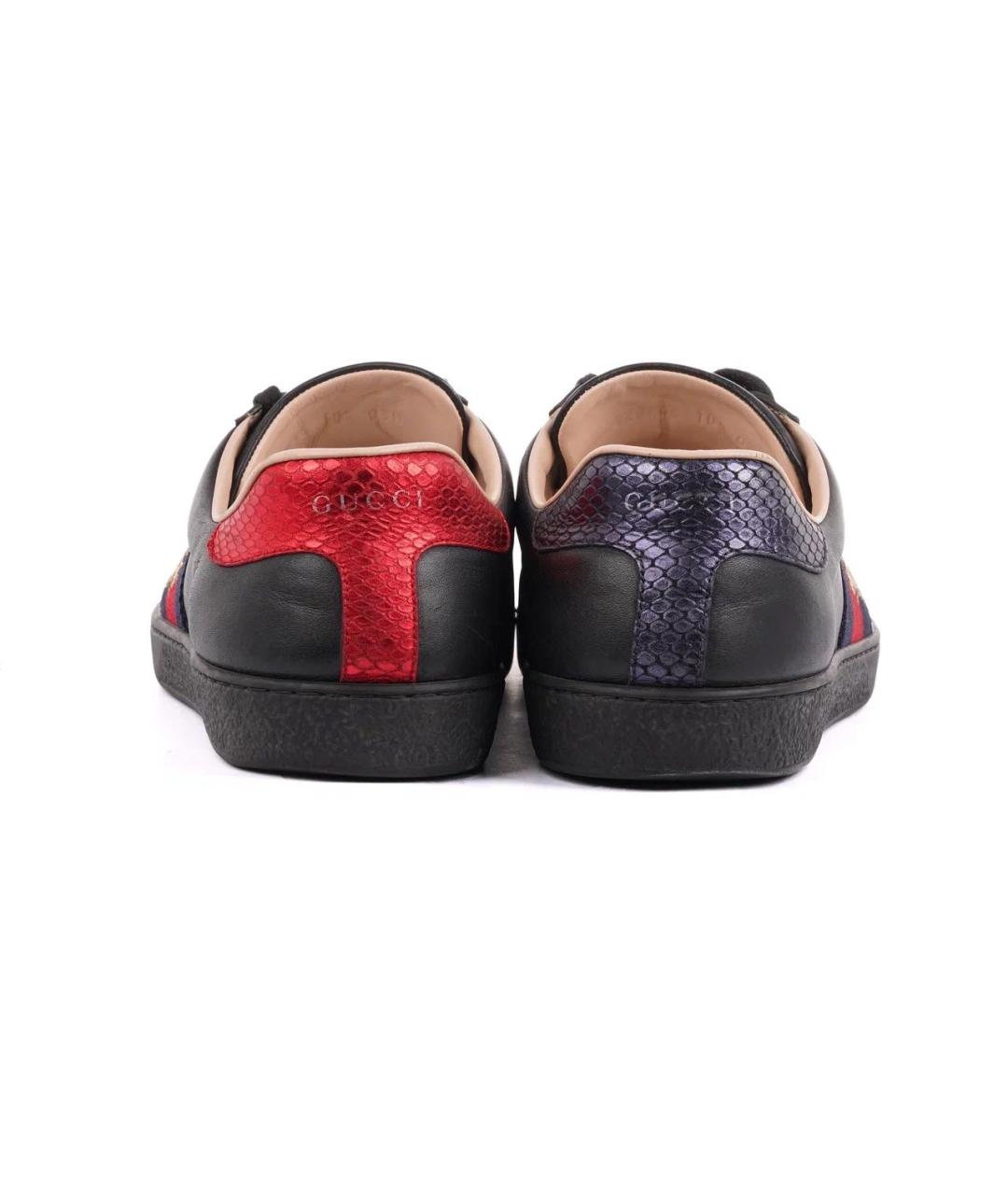 GUCCI Черные кожаные низкие кроссовки / кеды, фото 4