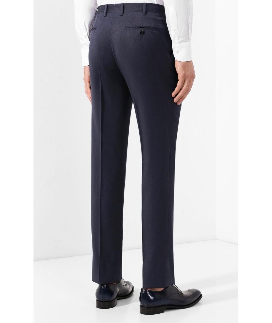 BRIONI Синие шерстяные классические брюки, фото 3