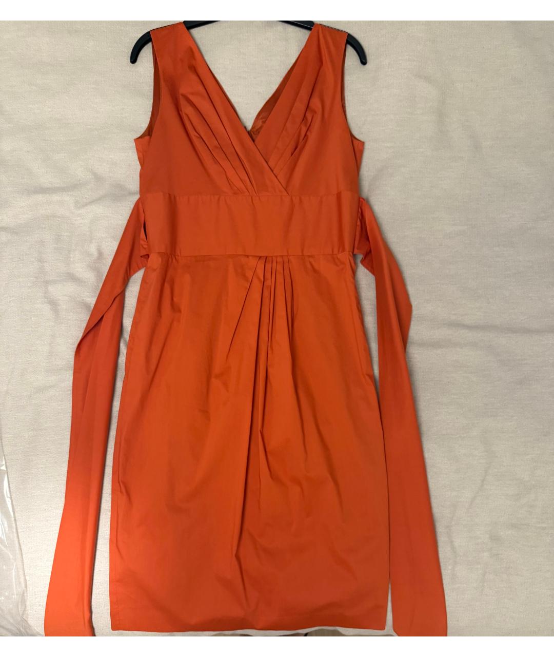 MAX MARA Оранжевое хлопковое коктейльное платье, фото 4