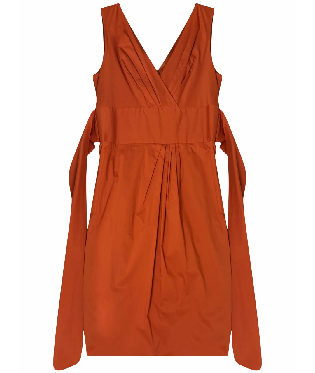MAX MARA Оранжевое хлопковое коктейльное платье, фото 1