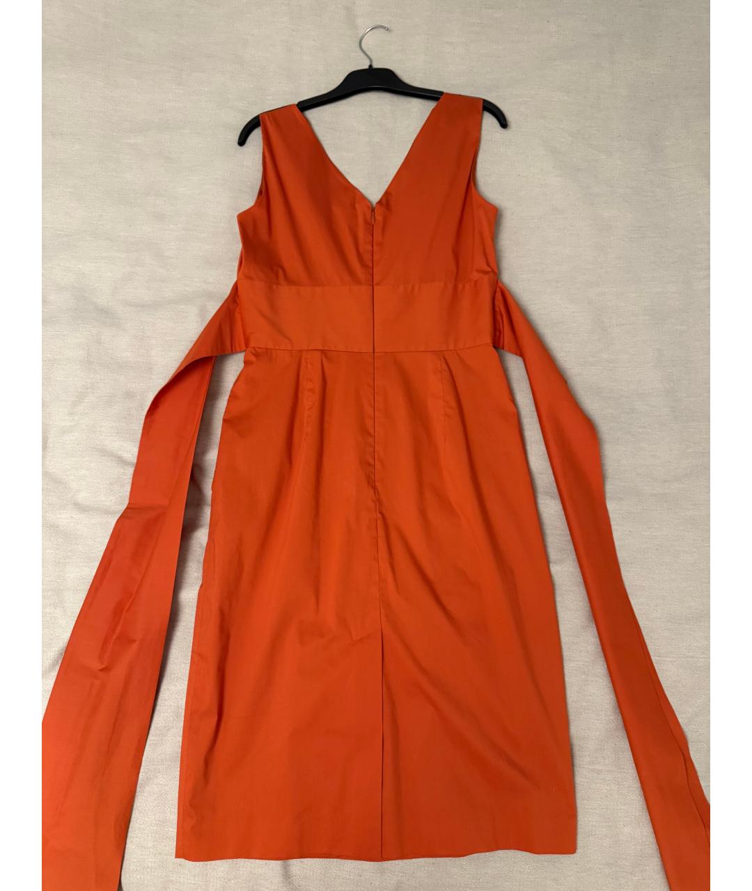 MAX MARA Оранжевое хлопковое коктейльное платье, фото 2