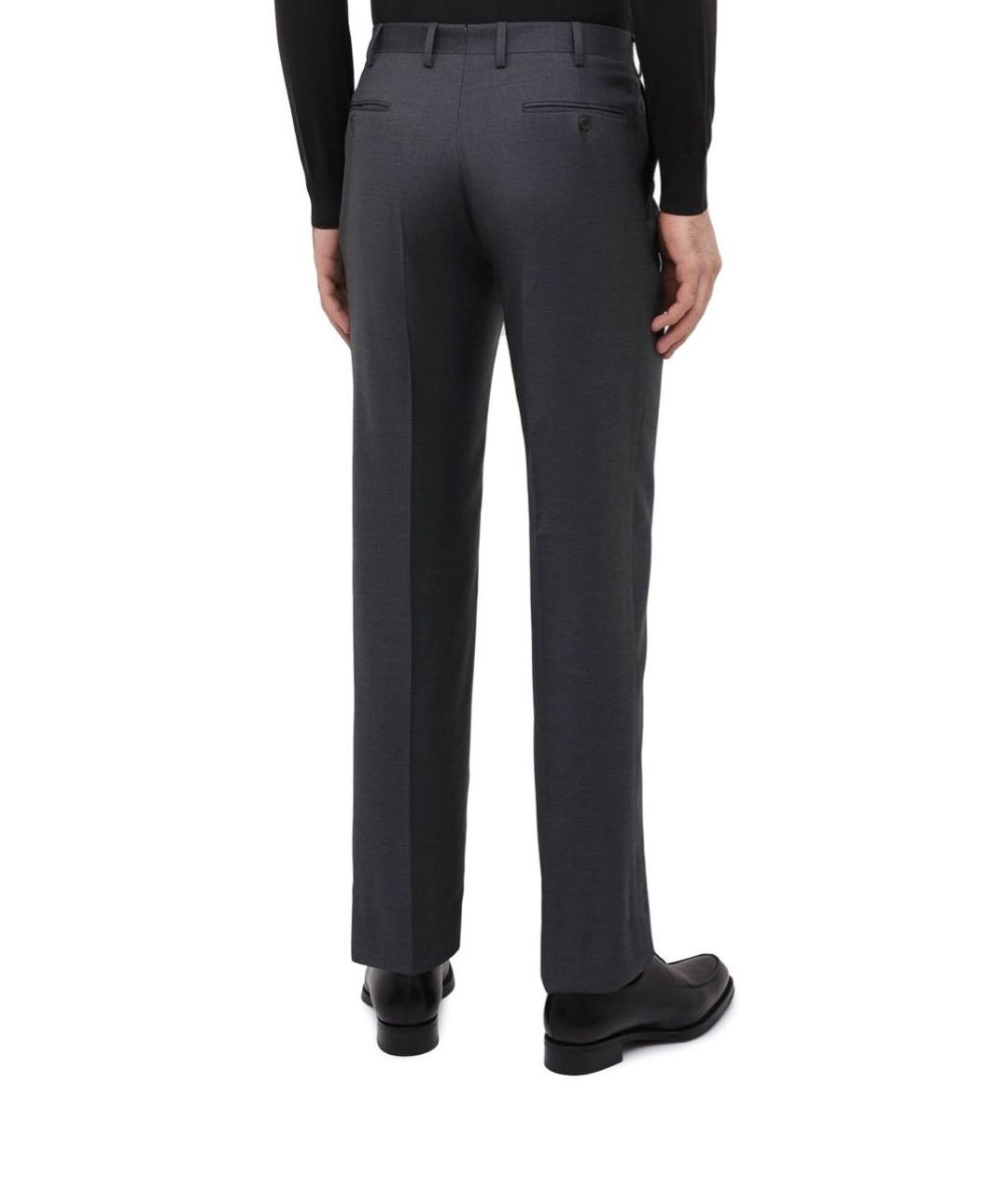 BRIONI Серые шерстяные классические брюки, фото 3
